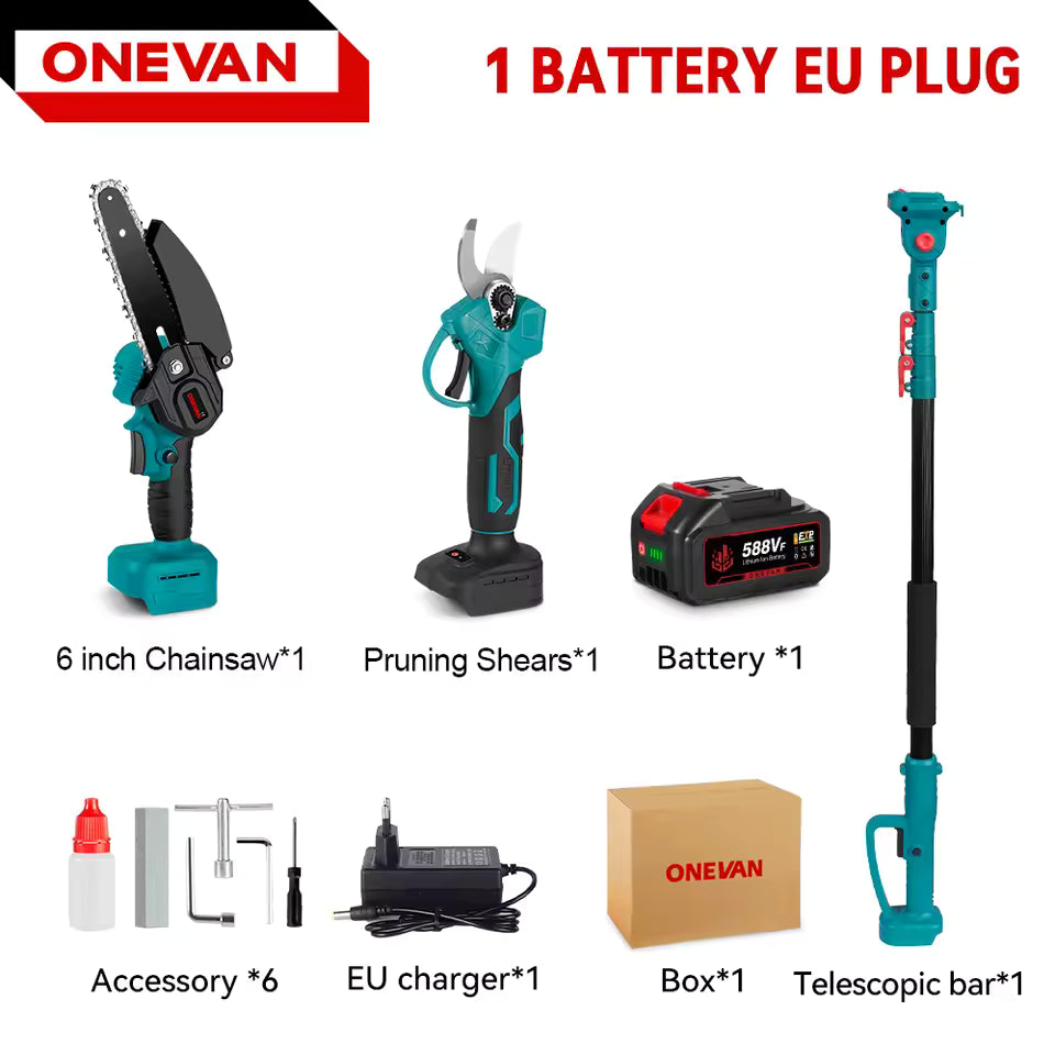 3-in-1 Bürstenloser Teleskop-Elektrokettensäge