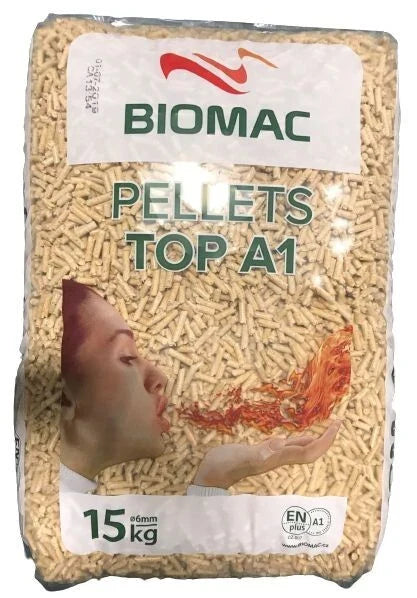 BIOMAC Holzpellets A1 – Palette (65 × 15 kg)